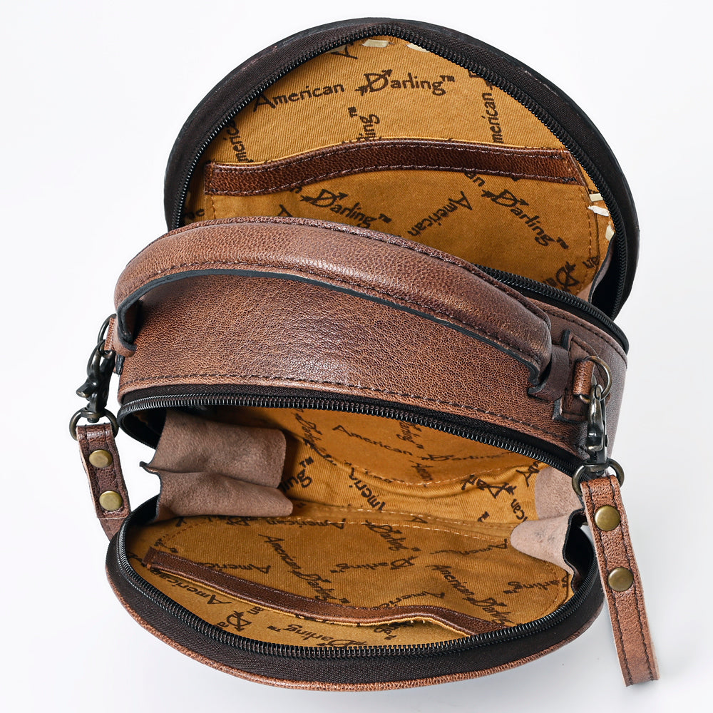 American Darling ADBG1188A Canteen Hand Tooled Genuine Leather Women Bag Western Handbag Purse