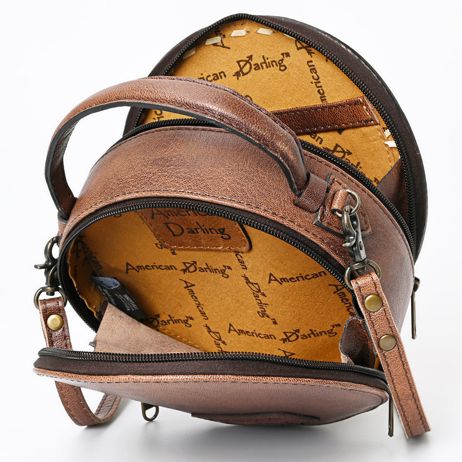 American Darling Canteen Bag Hand Tooled Genuine Leather Western Women | Handbag Purse Travel Clutch