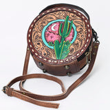 American Darling ADBG1188B Canteen Hand Tooled Genuine Leather Women Bag Western Handbag Purse