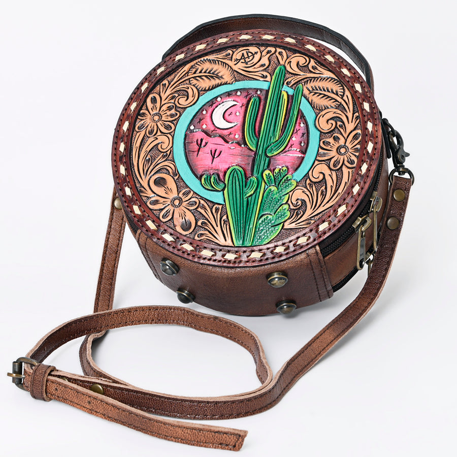 American Darling Canteen Bag Hand Tooled Genuine Leather Western Women | Handbag Purse Travel Clutch