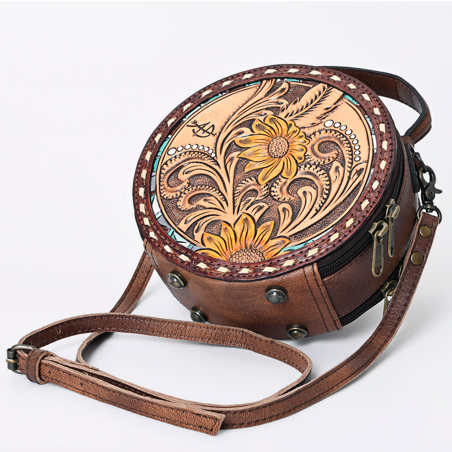American Darling Canteen Bag Hand Tooled Genuine Leather Western Women | Handbag Purse Travel Clutch