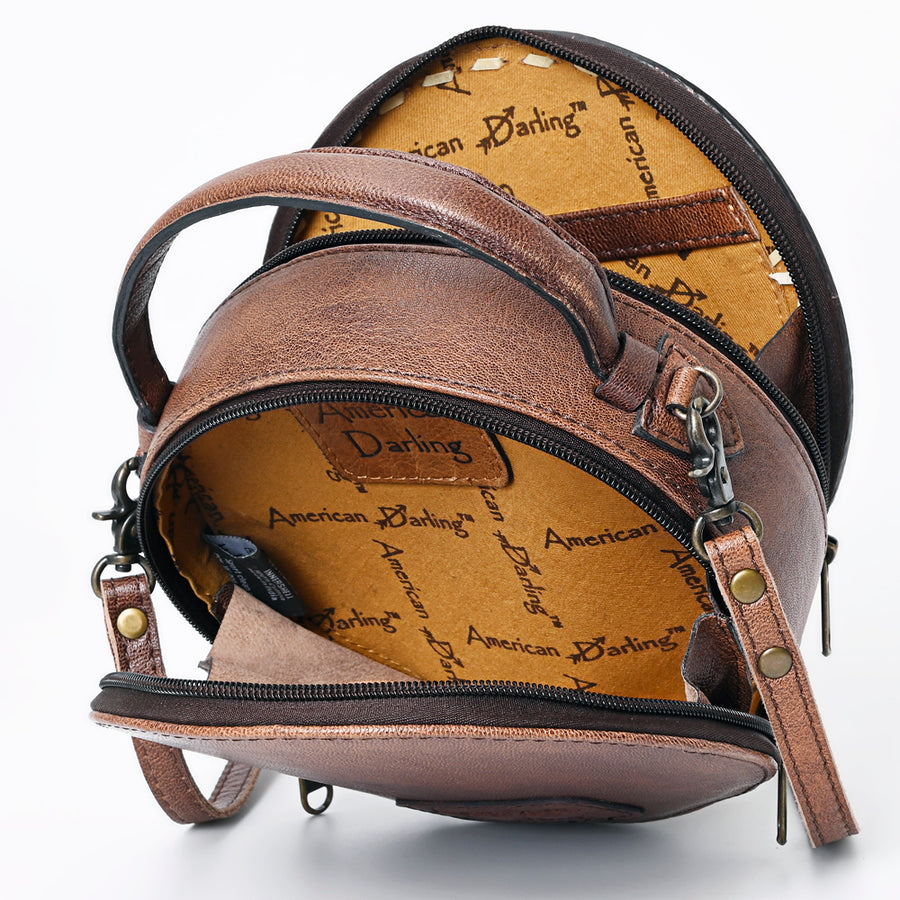 American Darling Canteen Bag Hand Tooled Genuine Leather Western Women | Handbag Purse Travel Clutch