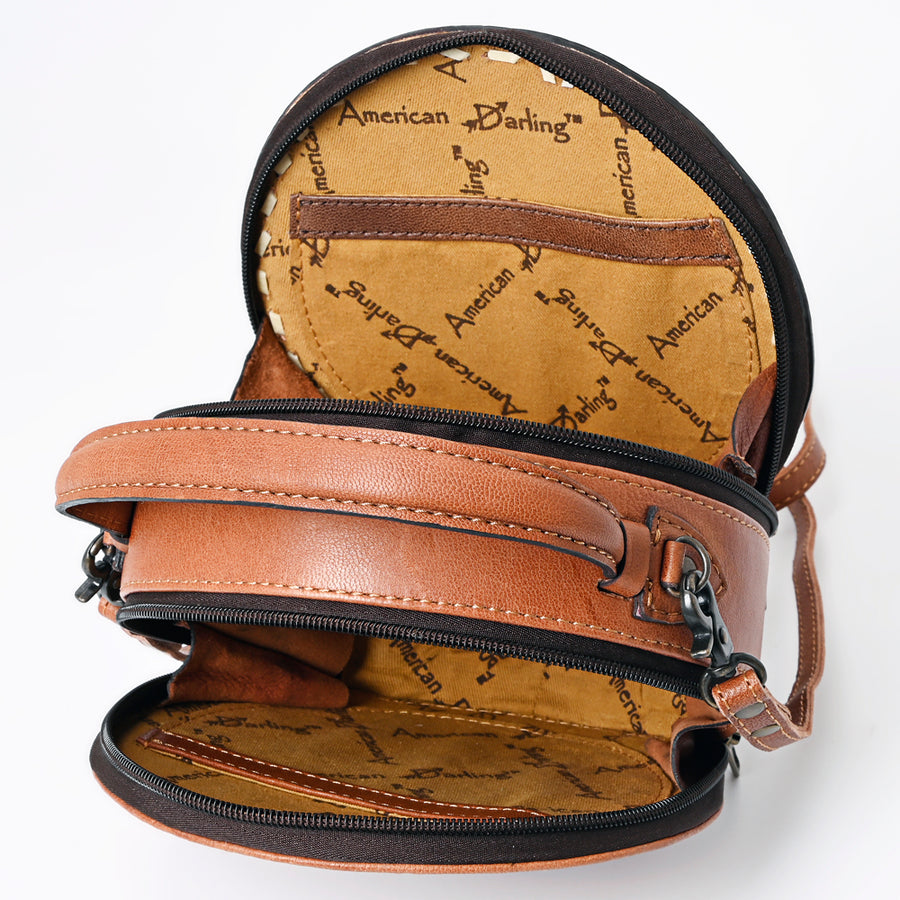 American Darling Canteen Bag Hand Tooled Genuine Leather Western Women | Handbag Purse Travel Clutch