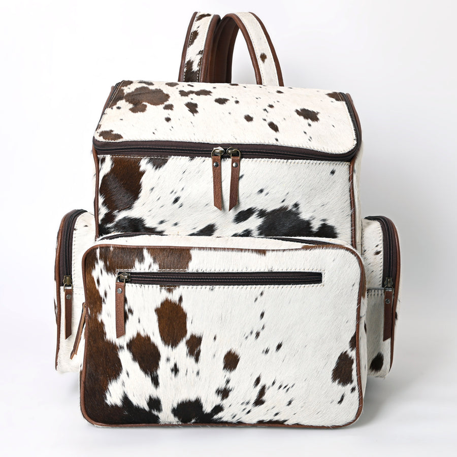 American Darling Hair-On Cowhide Genuine Leather Western Backpack Bag with Multi-Pocket Storage 16in (H) X 13in (W) X 9in (D)