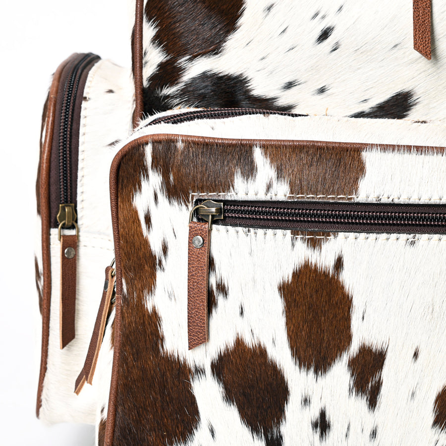 American Darling Hair-On Cowhide Genuine Leather Western Backpack Bag with Multi-Pocket Storage 16in (H) X 13in (W) X 9in (D)