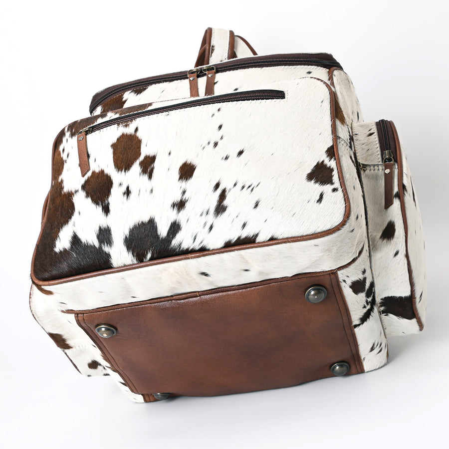 American Darling Hair-On Cowhide Genuine Leather Western Backpack Bag with Multi-Pocket Storage 16in (H) X 13in (W) X 9in (D)