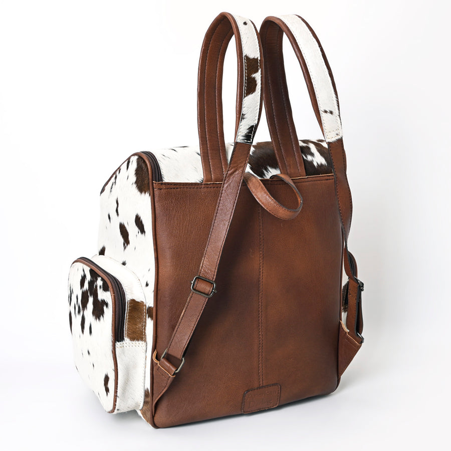 American Darling Hair-On Cowhide Genuine Leather Western Backpack Bag with Multi-Pocket Storage 16in (H) X 13in (W) X 9in (D)