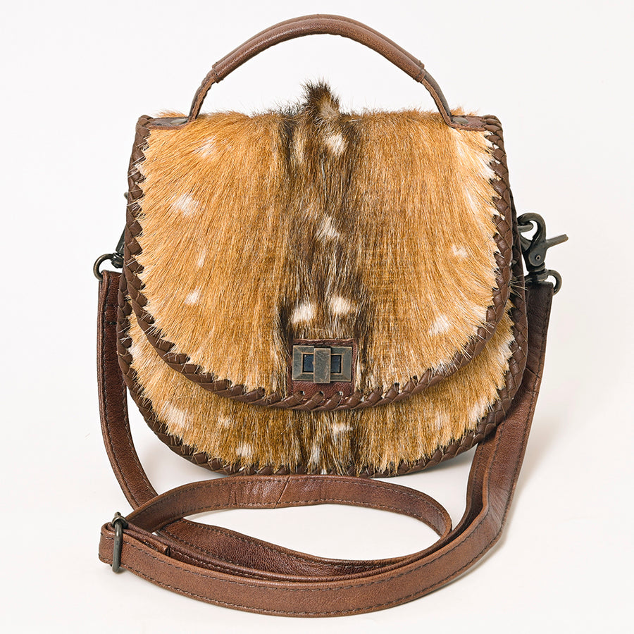 American Darling Hair-On Cowhide Genuine Leather Western Crossbody Bag with Adjustable Strap 7in (H) X 12in (W) X 2in (D)