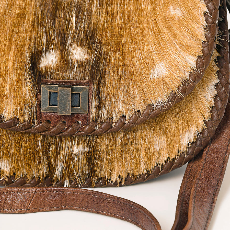 American Darling Hair-On Cowhide Genuine Leather Western Crossbody Bag with Adjustable Strap 7in (H) X 12in (W) X 2in (D)