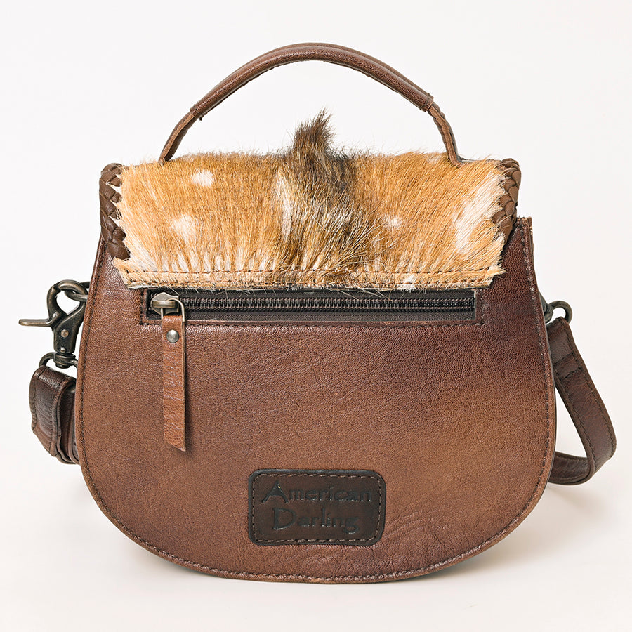American Darling Hair-On Cowhide Genuine Leather Western Crossbody Bag with Adjustable Strap 7in (H) X 12in (W) X 2in (D)