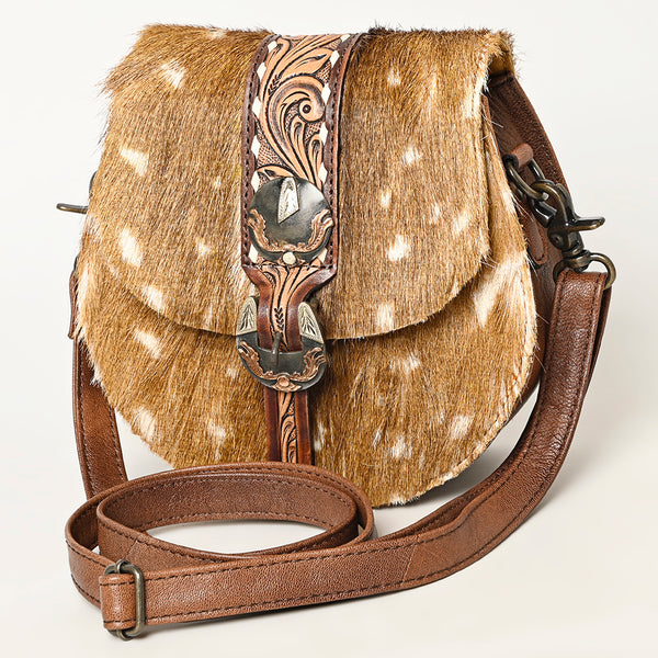 American Darling Hair-on and Hand-Tooled Genuine Leather Western Crossbody Bag - Uhorse