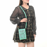 American Darling Cell Phone Holder Hand Tooled Genuine Leather Western Women Bag Handbag Purse | Travel Bags College Casual