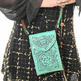 American Darling Cell Phone Holder Hand Tooled Genuine Leather Women Bag Western Handbag