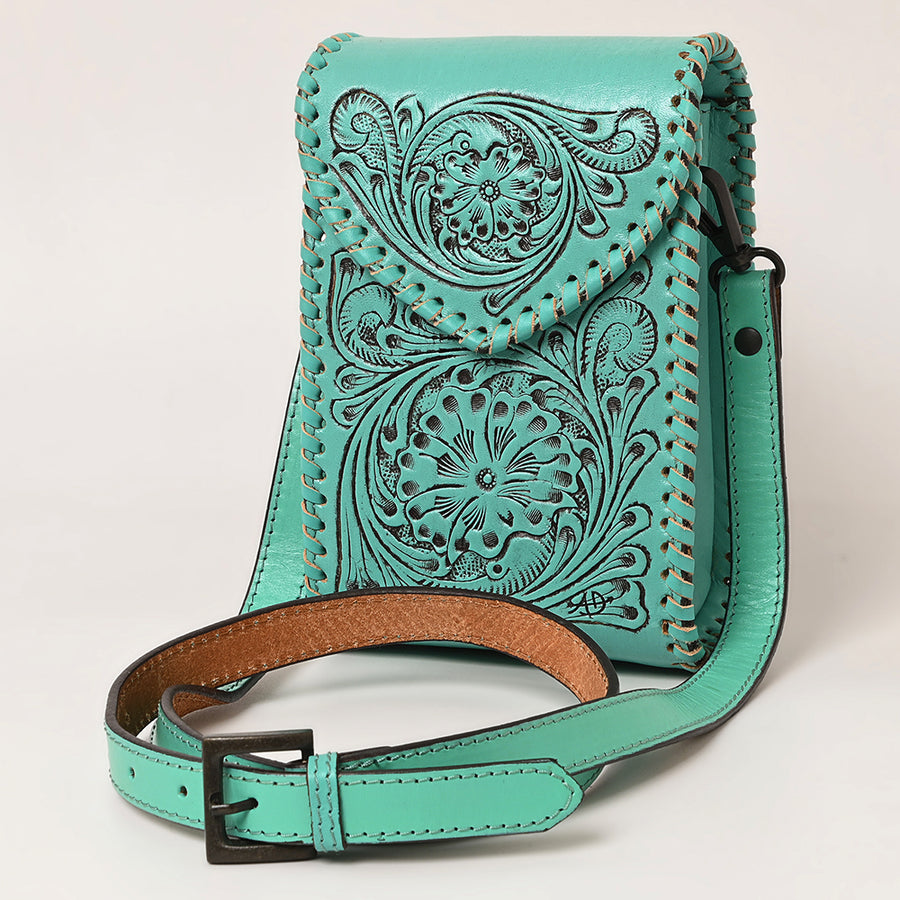 American Darling Cell Phone Holder Hand Tooled Genuine Leather Western Women Bag Handbag Purse | Travel Bags - Uhorse