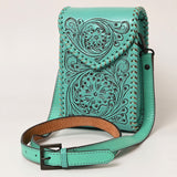 American Darling Cell Phone Holder Hand Tooled Genuine Leather Women Bag Western Handbag