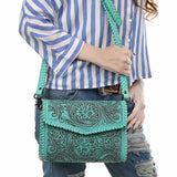 Wallet Beautifully Hand Tooled Genuine Leather women bag western handbag purse