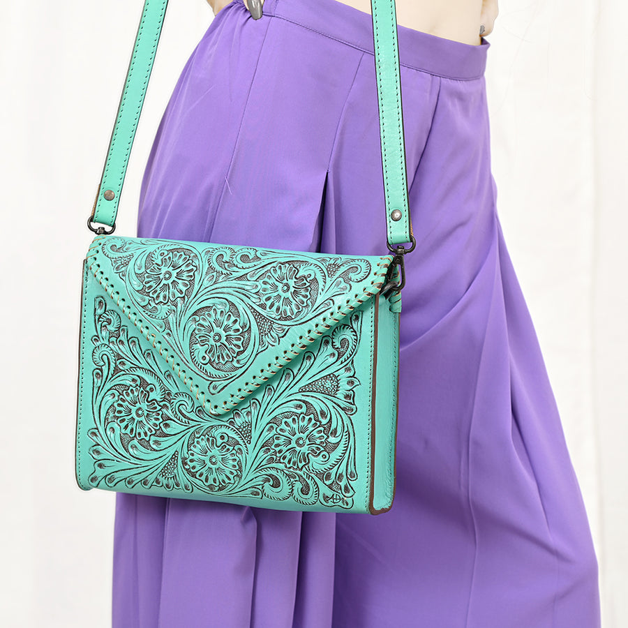 American Darling Envelope Hand Tooled Genuine Leather Western Women Bag Handbag Purse | for Cute