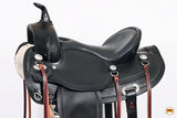 HILASON Western Horse Wide Gullet Trail Black American Leather Saddle | Horse Saddle | Western Saddle | Draft Horse Saddle | Saddle for Horses | Horse Leather Saddle