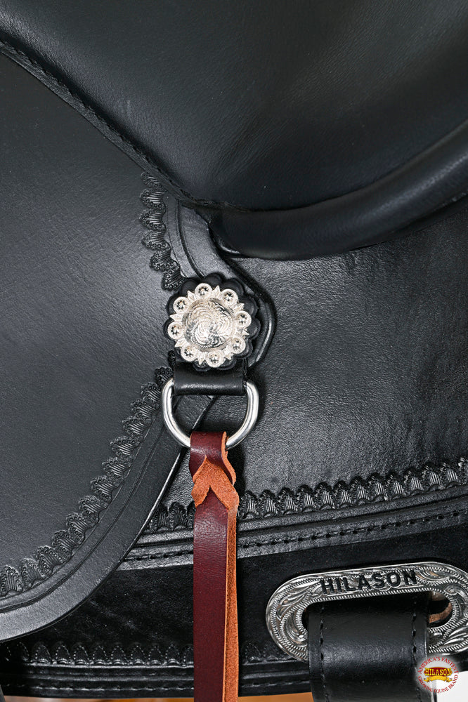 HILASON Western Horse Wide Gullet Trail Black American Leather Saddle | Draft for Horses