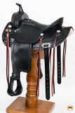 HILASON Western Horse Wide Gullet Trail Black American Leather Saddle | Horse Saddle | Western Saddle | Draft Horse Saddle | Saddle for Horses | Horse Leather Saddle