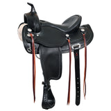 16 In Hilason Western Horse Wide Gullet Trail BlackAmerican Leather Saddle - Uhorse