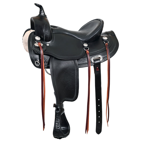 Hilason Western Horse Wide Gullet Trail BlackAmerican Leather Saddle - Uhorse