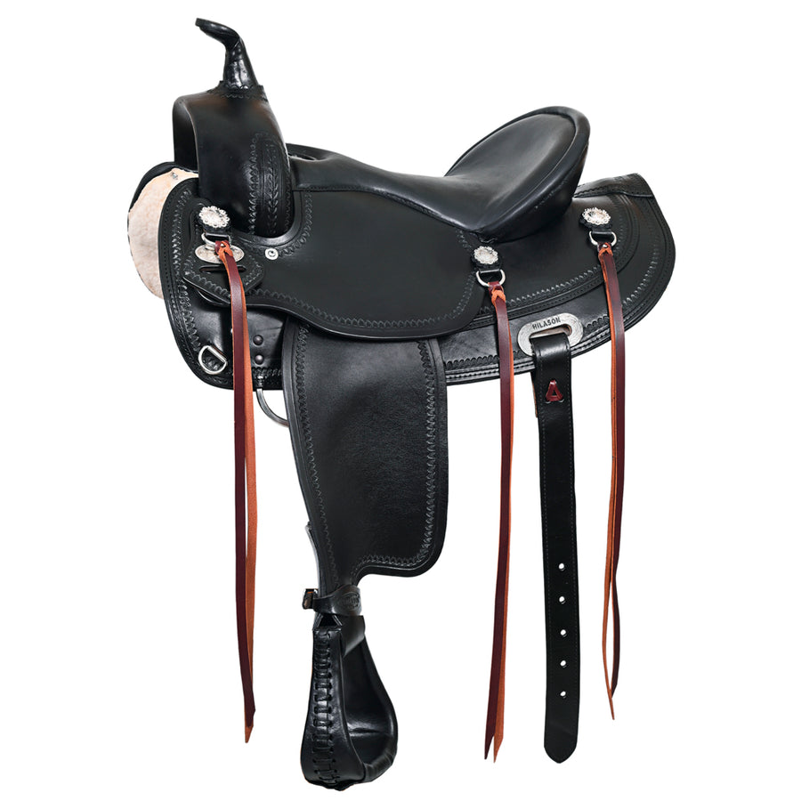 Hilason Western Horse Wide Gullet Trail BlackAmerican Leather Saddle - Uhorse