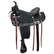 HILASON Western Horse Wide Gullet Trail Black American Leather Saddle | Draft for Horses