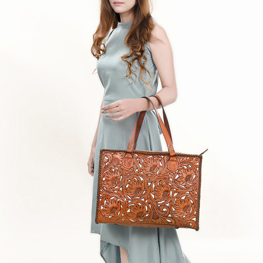 OHLAY KBG322B TOTE Hand Tooled Genuine Leather women bag western handbag purse