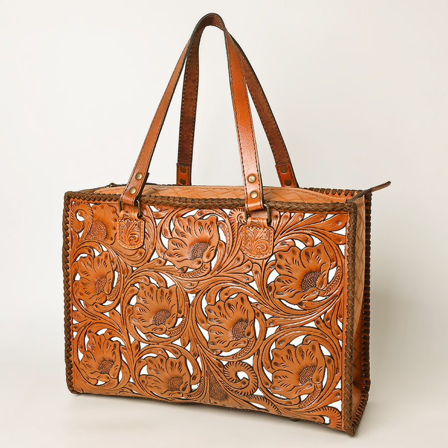 OHLAY KBG322B TOTE Hand Tooled Genuine Leather women bag western by Hilason – Cowboy and equestrian accessories