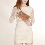 OHLAY Wallet Hand Tooled Genuine Leather Women Bag Western Handbag Purse | Womens Handbags |Leather Belt for Summer