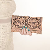 OHLAY WALLET Hand Tooled  Genuine Leather women bag western handbag purse