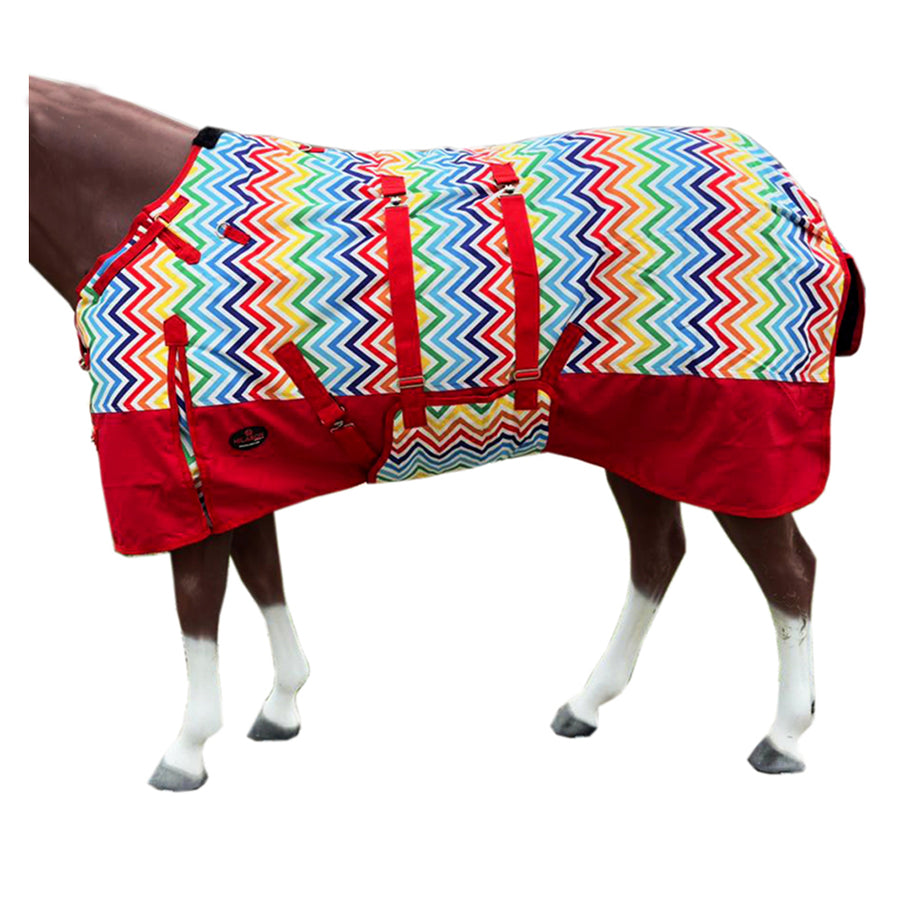 HILASON 1200D Winter Waterproof Turnout Horse Blanket Belly Wrap Rainbow Zigzag - Uhorse