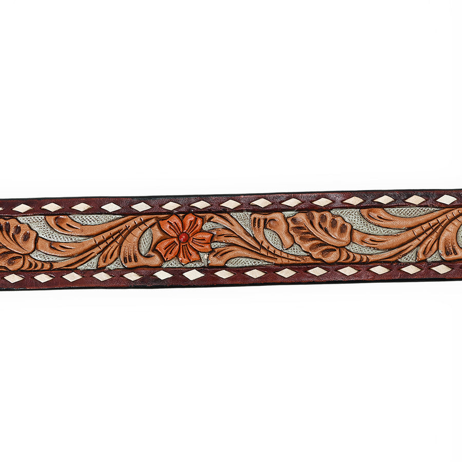 American Darling Beautifully Hand Tooled Tan Genuine Leather Belt Men and Women Western with Removable Buckle