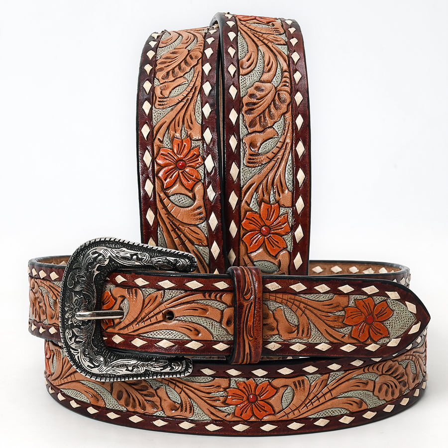 Beautifully Hand Tooled Hand Painted Genuine American Leather Belt Men and Women Bling - Uhorse