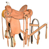 15 In Western Horse Tack Set Saddle American Leather Ranch Roping Trail Hilason - Uhorse