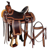 Western Horse Tack Set Saddle American Leather Ranch Roping Hilason