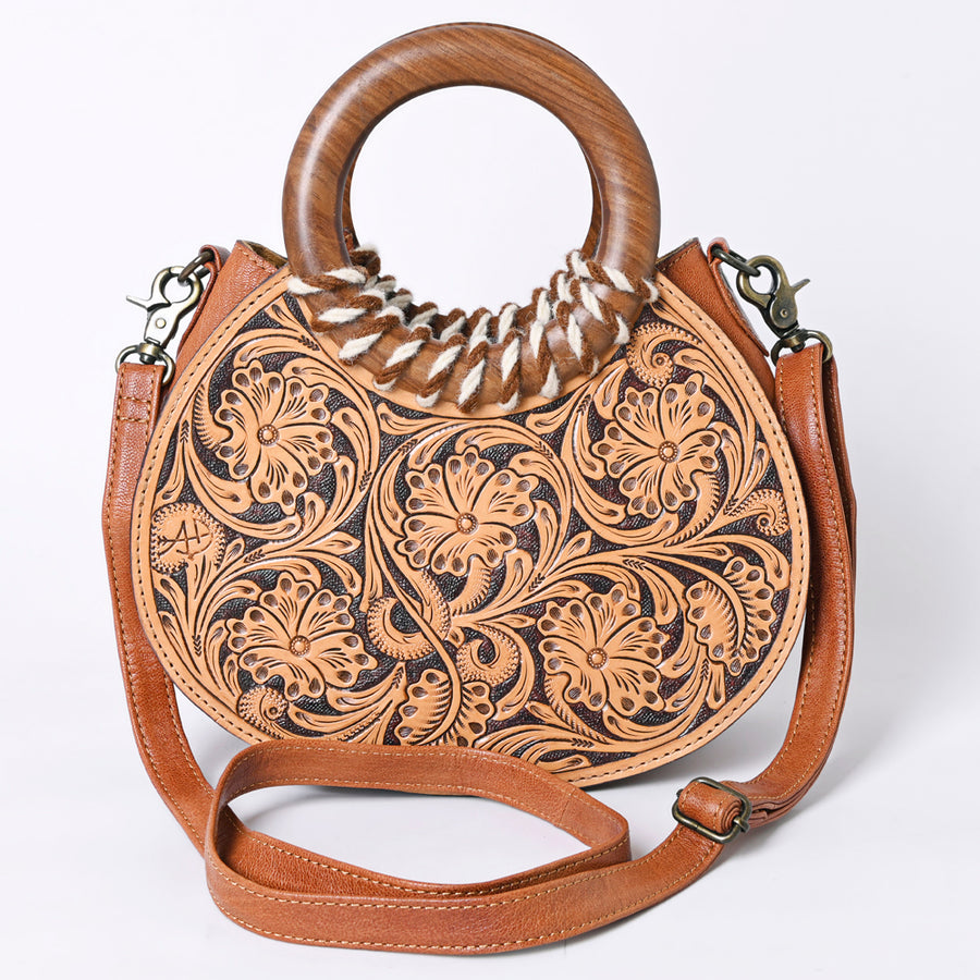 American Darling Hand-Tooled Western Leather Clutch Bag with Floral Carving | Genuine Leather Purse for Everyday & Travel
