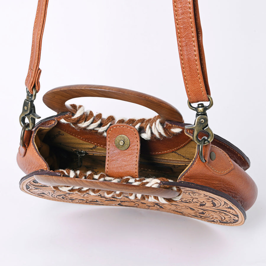 American Darling Hand-Tooled Western Leather Clutch Bag with Floral Carving | Genuine Leather Purse for Everyday & Travel