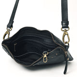 Spaghetti Western Swc192Blk Cross Body I Vintage Handmade Drum Dyed Genuine European Cowhide Leather Women Bag Western Handbag Purse