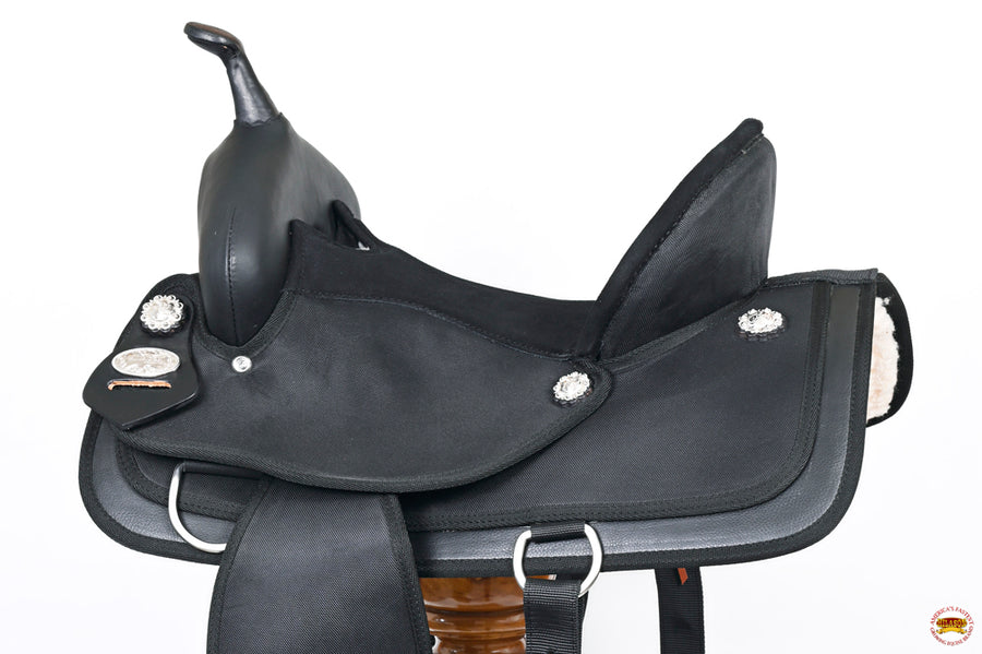 Hilason Horse Barrel Trail Pleasure Endurance Synthetic Saddle Black