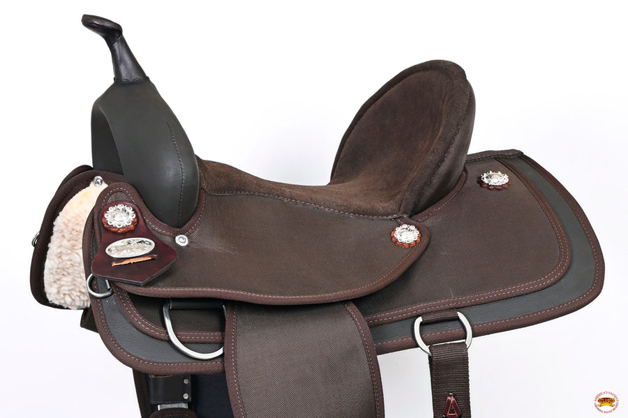 Hilason Horse Barrel Trail Pleasure Endurance Synthetic Saddle Brown