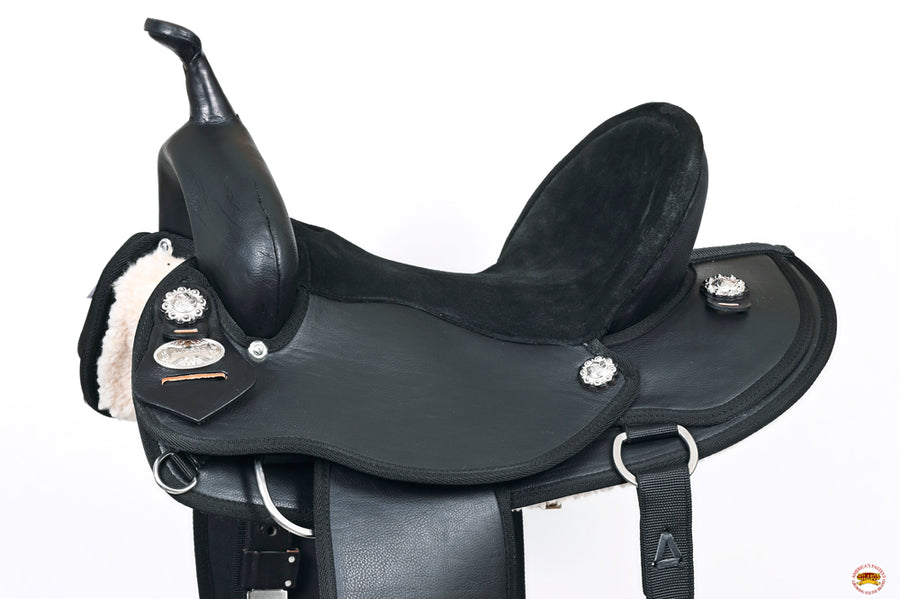 Hilason Horse Barrel Trail Pleasure Endurance Synthetic Saddle Black