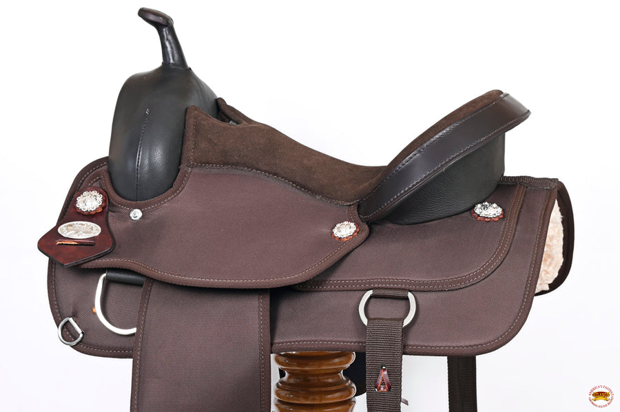HILASON Flex Tree Western Horse Trail PleasureIn American Leather Saddle Brown | for Horses