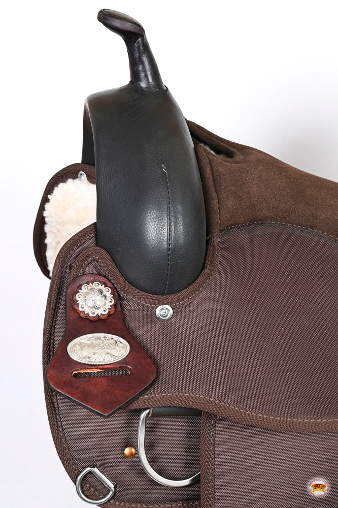 HILASON Flex Tree Western Horse Trail PleasureIn American Leather Saddle Brown | for Horses