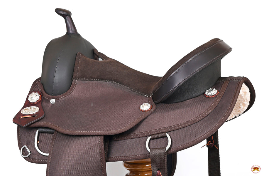 HILASON Flex Tree Western Horse Trail PleasureIn American Leather Saddle Brown | for Horses