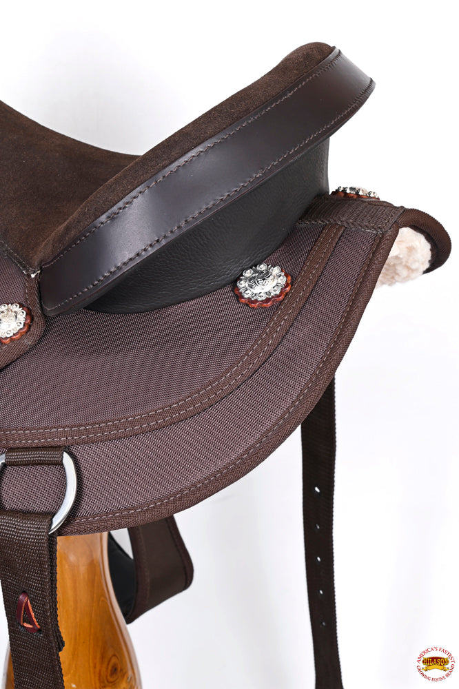 HILASON Flex Tree Western Horse Trail PleasureIn American Leather Saddle Brown | for Horses