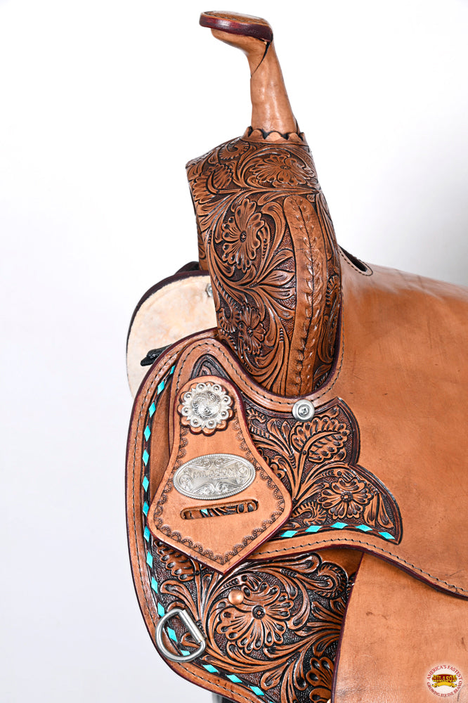 HILASON Western Horse Flex Tree Barrel Trail in American Leather Saddle Brown | for Horses