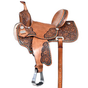 Hilason Western Horse Flex Tree Barrel Trail In American Leather Saddle Brown