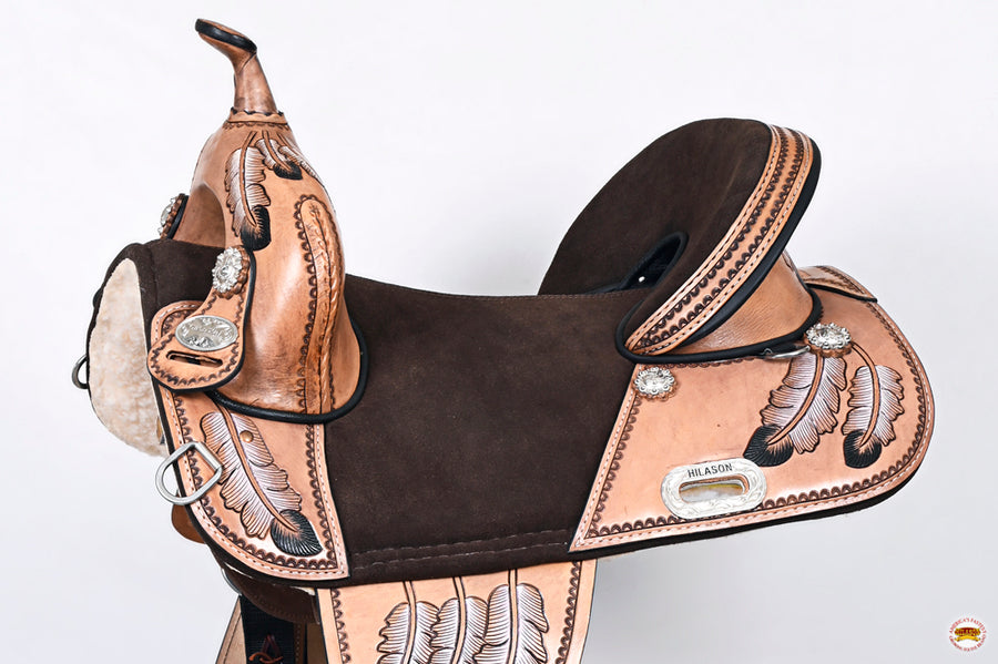 HILASON Western Horse Treeless Trail Saddle Genuine American Leather Tan l | for Horses